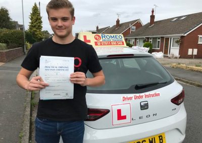 Andy Maclean after passing their driving test with Romeo Driver Training, Chester