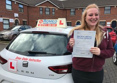 Becca Rose after passing their driving test with Romeo Driver Training, Chester