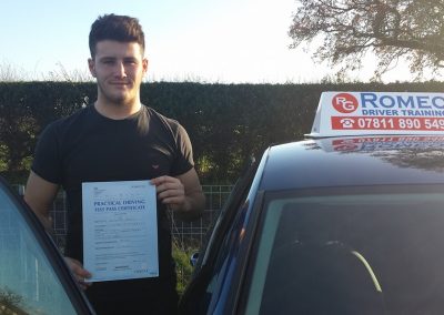 Bobby Paskalev after passing their driving test with Romeo Driver Training, Chester