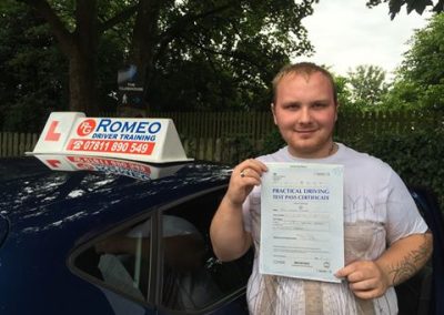 Connor Gelder after passing their driving test with Romeo Driver Training, Chester