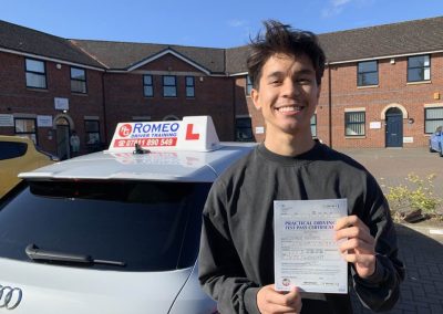 Connor Williams after passing their driving test with Romeo Driver Training, Chester
