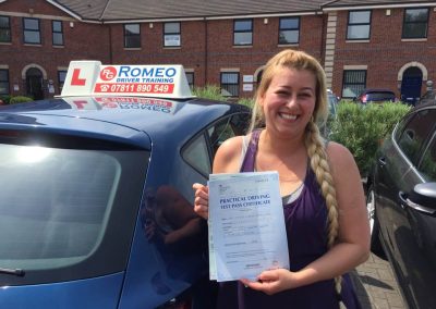 Denise Marques after passing their driving test with Romeo Driver Training, Chester
