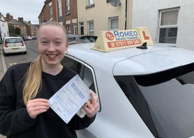Emily Allington after passing their driving test with Romeo Driver Training, Chester
