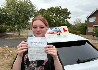 Emma Ryan after passing their driving test with Romeo Driver Training, Chester