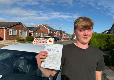 Geraint Eunson after passing their driving test with Romeo Driver Training, Chester