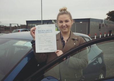 Hannah Flewitt after passing their driving test with Romeo Driver Training, Chester