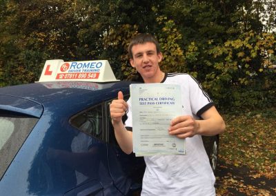 Kyle Wellings after passing their driving test with Romeo Driver Training, Chester
