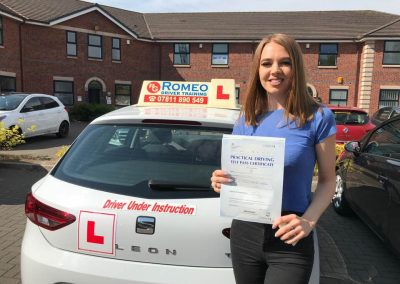 Lexi Hart after passing their driving test with Romeo Driver Training, Chester
