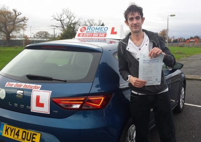 Luke Richard Colgrave after passing their driving test with Romeo Driver Training, Chester