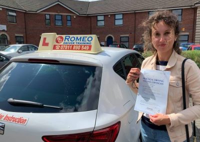 Malvina Wdowiak after passing their driving test with Romeo Driver Training, Chester