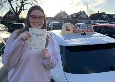 Meg Oldfield after passing their driving test with Romeo Driver Training, Chester