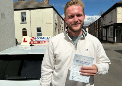 Morgan Jones after passing their driving test with Romeo Driver Training, Chester
