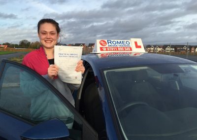 Nikita Smith after passing their driving test with Romeo Driver Training, Chester