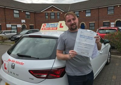 Phillip Purcell after passing their driving test with Romeo Driver Training, Chester