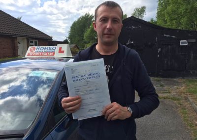 Ruslan Fiodorov after passing their driving test with Romeo Driver Training, Chester