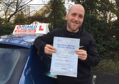 Shaun Kay after passing their driving test with Romeo Driver Training, Chester