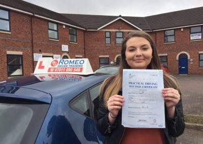 Tanisha Shepherd after passing their driving test with Romeo Driver Training, Chester