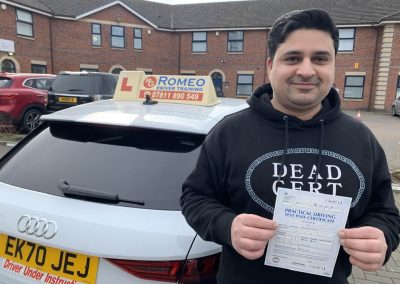 Usman Khursheed after passing their driving test with Romeo Driver Training, Chester