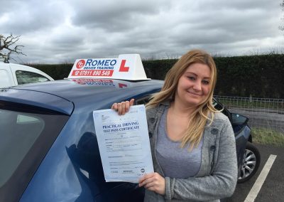 Wioleta Panasiuk after passing their driving test with Romeo Driver Training, Chester